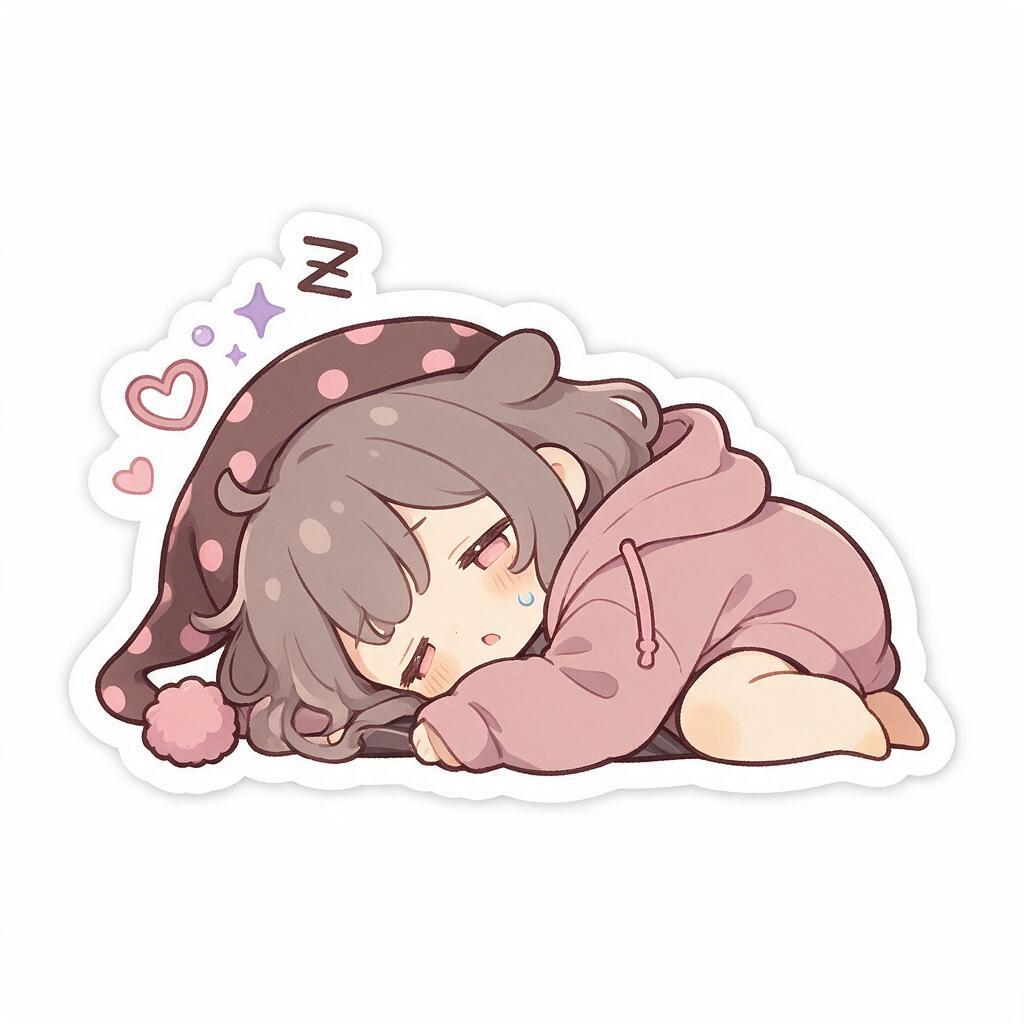 I am tired - sleepy chibi girl sticker